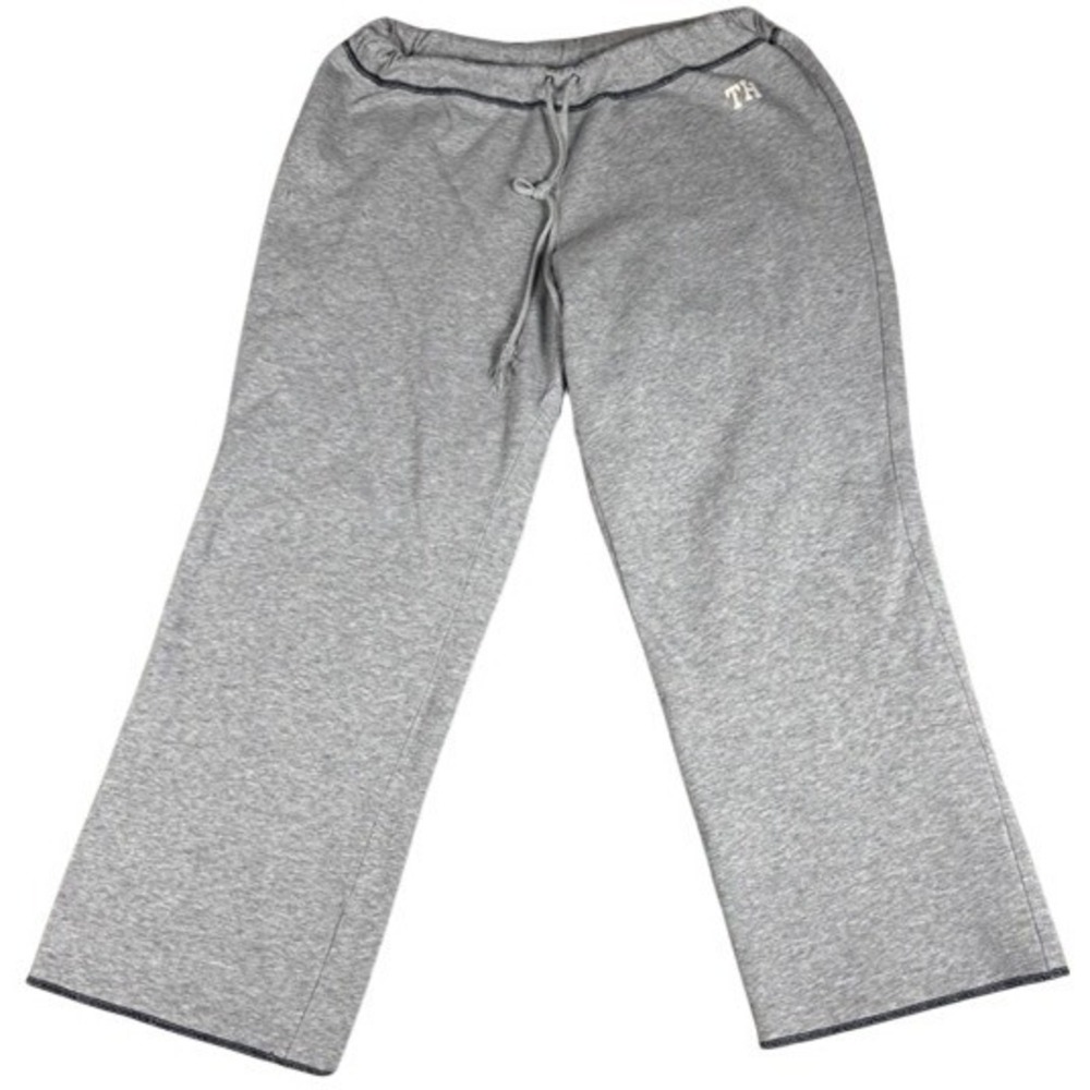 Tommy Hilfiger Sweats Women 1X Grey Wide Leg Lounge Drawstring‎ Logo Athleisure